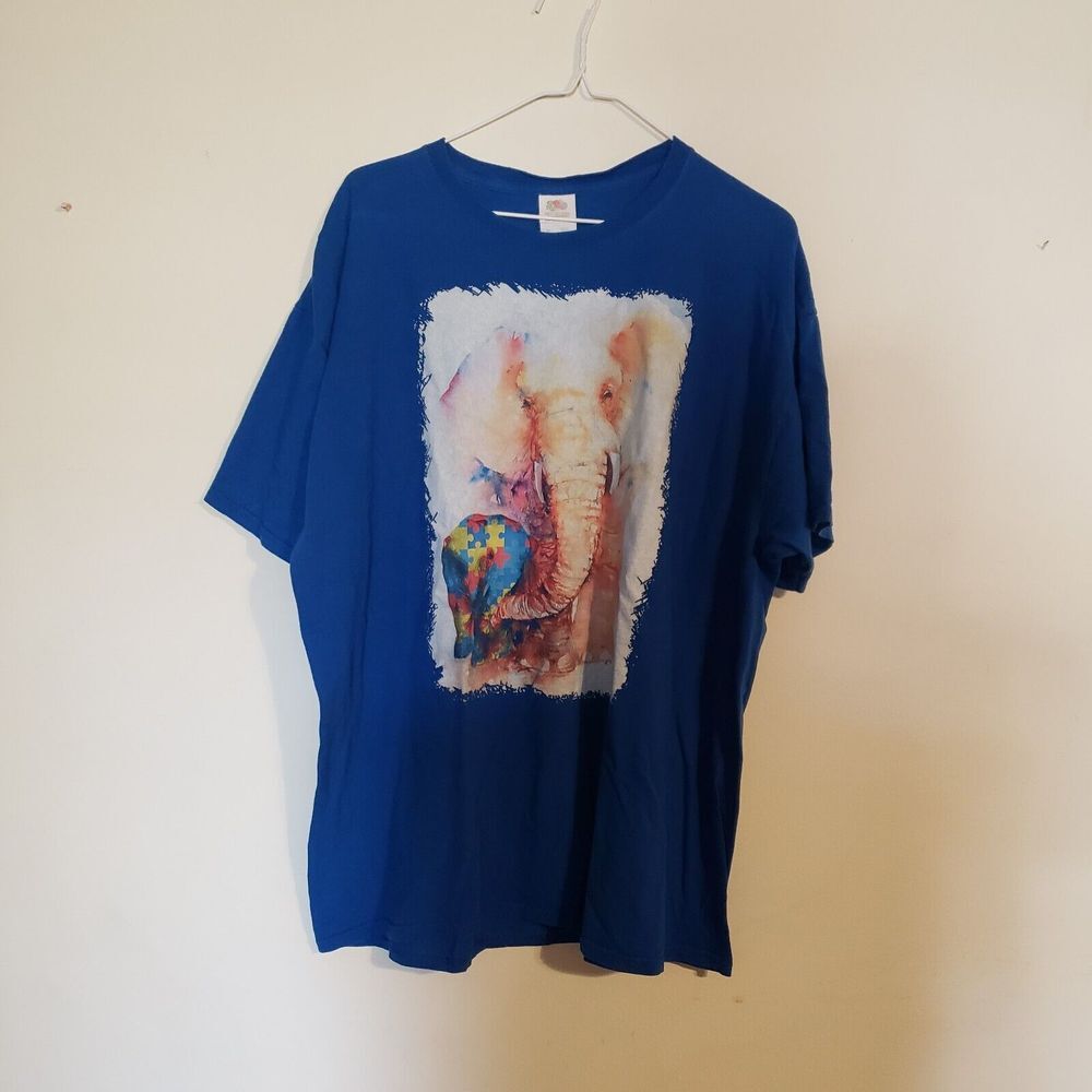 Elephant Watercolor 2000's Fruit of the Loom Tag Tee T-Shirt Size XL XLarge - Picture 3 of 5